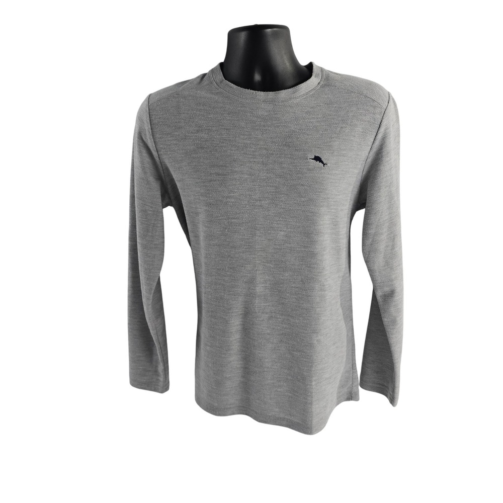 Tommy Bahama Men's Small Gray Textured Long Sleeve Crew Neck‎ T-Shirt Shirt